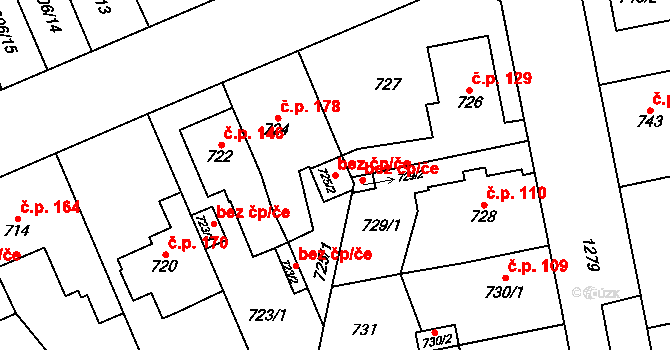 Plzeň 40231135 na parcele st. 725/2 v KÚ Hradiště u Plzně, Katastrální mapa