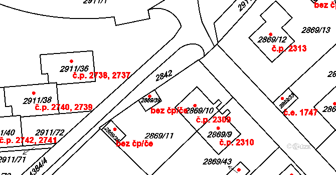 Teplice 41857135 na parcele st. 2869/39 v KÚ Teplice, Katastrální mapa