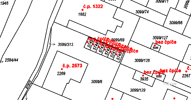 Břeclav 42401135 na parcele st. 5744 v KÚ Břeclav, Katastrální mapa
