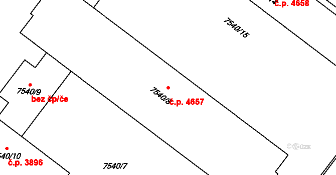 Prostějov 4657 na parcele st. 7540/8 v KÚ Prostějov, Katastrální mapa