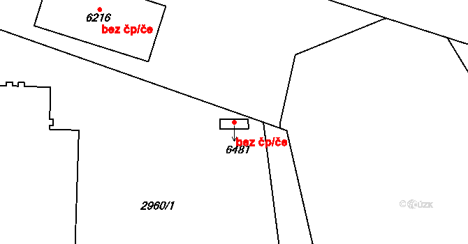Cheb 44652135 na parcele st. 6481 v KÚ Cheb, Katastrální mapa