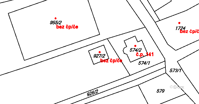 Bystřice nad Pernštejnem 45207135 na parcele st. 927/2 v KÚ Domanín u Bystřice nad Pernštejnem, Katastrální mapa