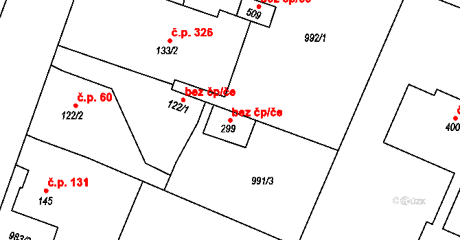Čimelice 46185135 na parcele st. 299 v KÚ Čimelice, Katastrální mapa