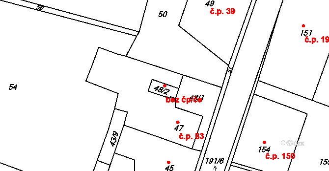 Zlín 47800135 na parcele st. 48/2 v KÚ Velíková, Katastrální mapa