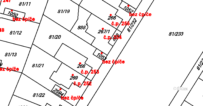 Kralupy nad Vltavou 49078135 na parcele st. 1053 v KÚ Lobeček, Katastrální mapa