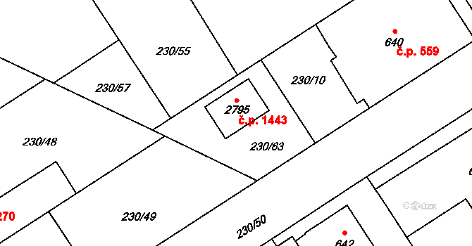 Blatná 1443 na parcele st. 2795 v KÚ Blatná, Katastrální mapa