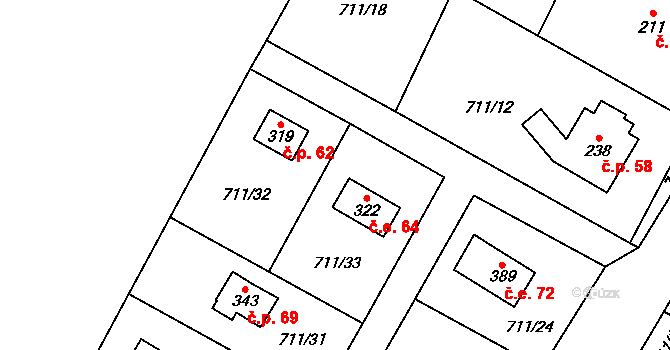 Čekov 62, Miřetice na parcele st. 319 v KÚ Miřetice u Nasavrk, Katastrální mapa
