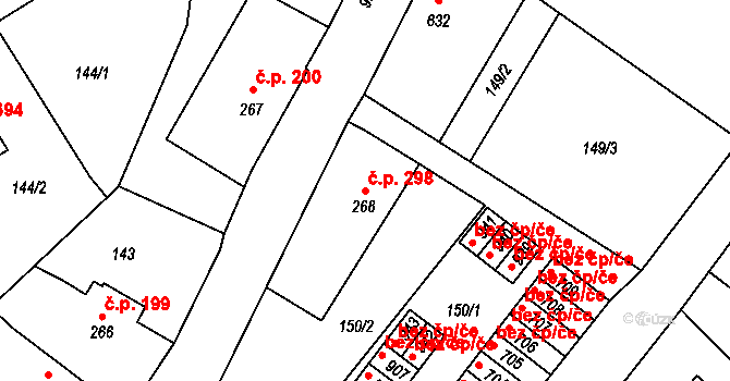 Chrast 298 na parcele st. 268 v KÚ Chrast, Katastrální mapa