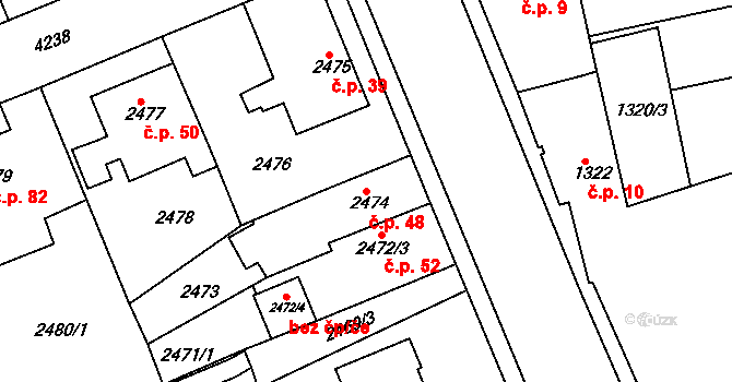 Cihelny 48, Jaroměř na parcele st. 2474 v KÚ Jaroměř, Katastrální mapa