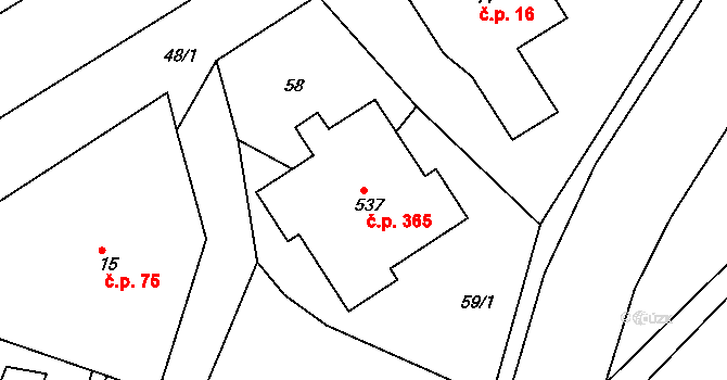 Běloves 365, Náchod na parcele st. 537 v KÚ Běloves, Katastrální mapa