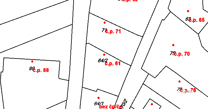 Horšice 61 na parcele st. 64/2 v KÚ Horšice, Katastrální mapa