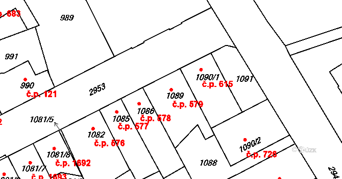 Rychnov nad Kněžnou 579 na parcele st. 1089 v KÚ Rychnov nad Kněžnou, Katastrální mapa