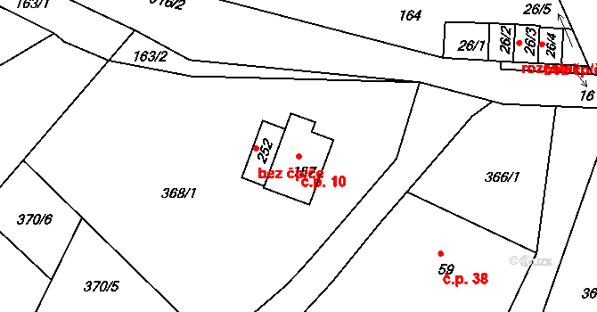 Dolní Brusnice 10 na parcele st. 157 v KÚ Dolní Brusnice, Katastrální mapa