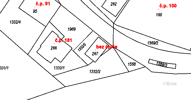 Kdyně 107441136 na parcele st. 267 v KÚ Prapořiště, Katastrální mapa