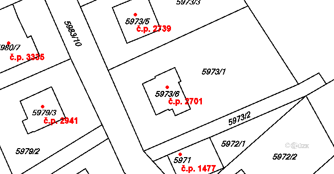 Mělník 2701 na parcele st. 5973/6 v KÚ Mělník, Katastrální mapa
