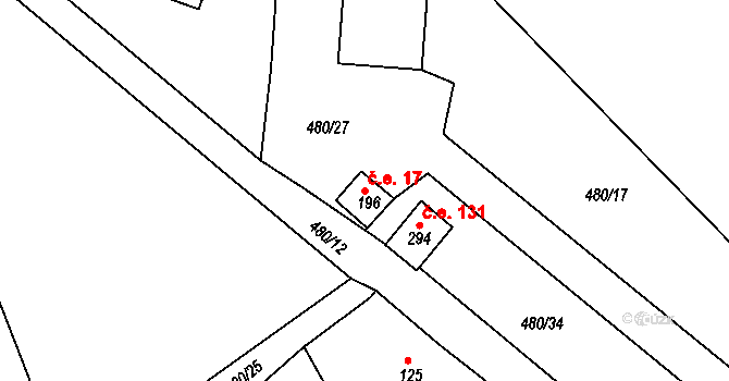 Klášter 17, Teplá na parcele st. 196 v KÚ Klášter Teplá, Katastrální mapa