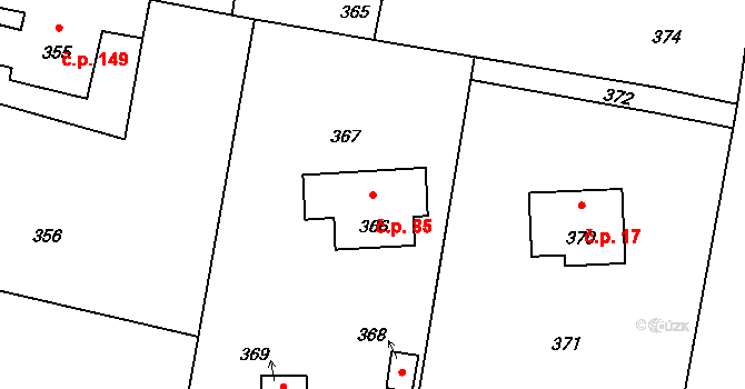 Dolní Těrlicko 85, Těrlicko na parcele st. 366 v KÚ Dolní Těrlicko, Katastrální mapa