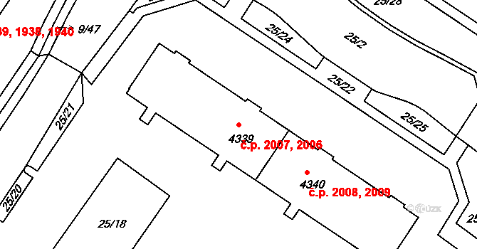 Šumperk 2006,2007 na parcele st. 4339 v KÚ Šumperk, Katastrální mapa