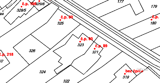 Klepačov 90, Blansko na parcele st. 323 v KÚ Klepačov, Katastrální mapa