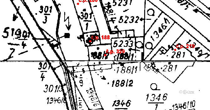 Černošín 329 na parcele st. 188/2 v KÚ Černošín, Katastrální mapa