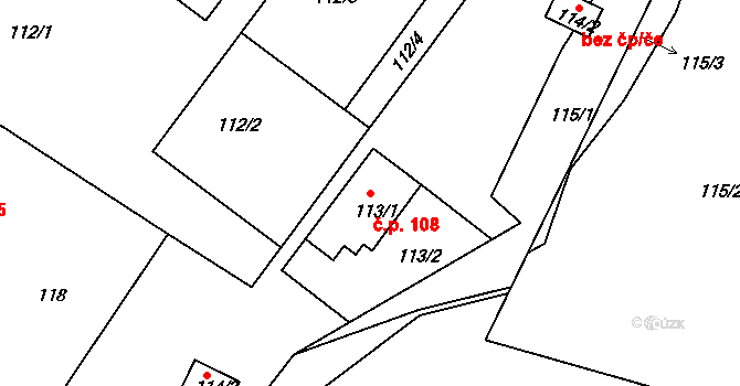 Holubov 108 na parcele st. 113/1 v KÚ Holubov, Katastrální mapa