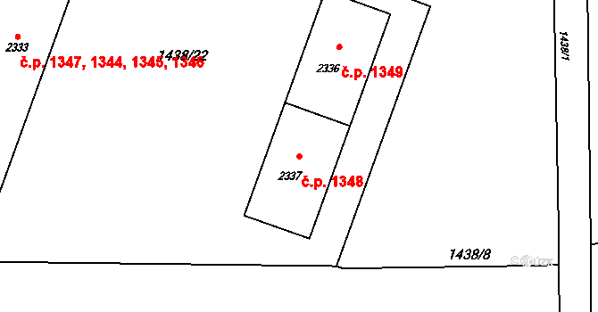 Rožnov pod Radhoštěm 1348 na parcele st. 2337 v KÚ Rožnov pod Radhoštěm, Katastrální mapa