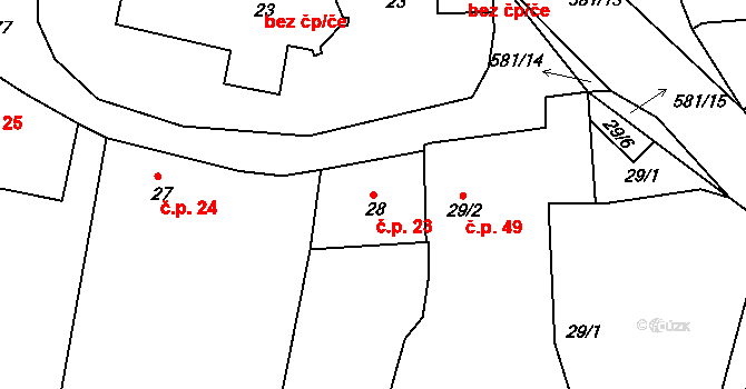 Bubovice 23, Volenice na parcele st. 28 v KÚ Bubovice u Březnice, Katastrální mapa
