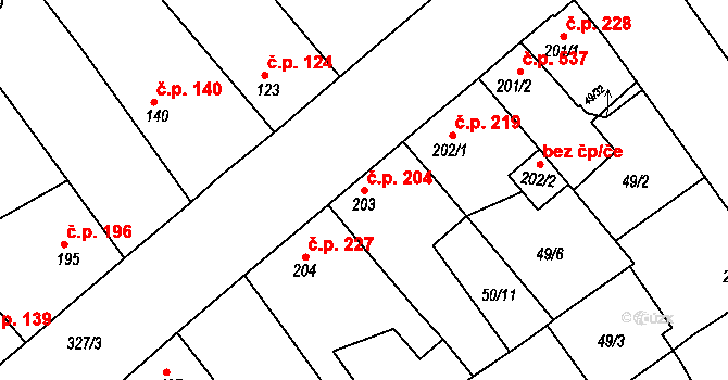 Litol 204, Lysá nad Labem na parcele st. 203 v KÚ Litol, Katastrální mapa