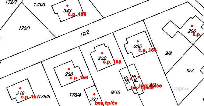 Cerekvice nad Loučnou 155 na parcele st. 232 v KÚ Cerekvice nad Loučnou, Katastrální mapa
