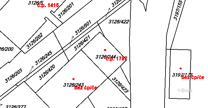 Pelhřimov 1787 na parcele st. 3126/244 v KÚ Pelhřimov, Katastrální mapa
