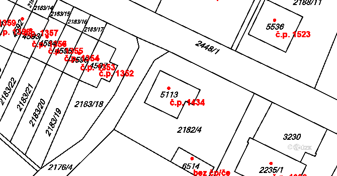 Cheb 1434 na parcele st. 5113 v KÚ Cheb, Katastrální mapa