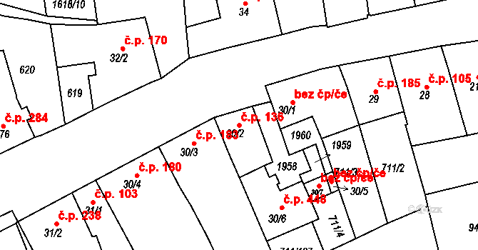 Švihov 136 na parcele st. 30/2 v KÚ Švihov u Klatov, Katastrální mapa