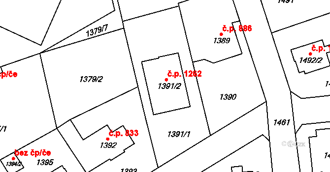 Zbraslav 1262, Praha na parcele st. 1391/2 v KÚ Zbraslav, Katastrální mapa