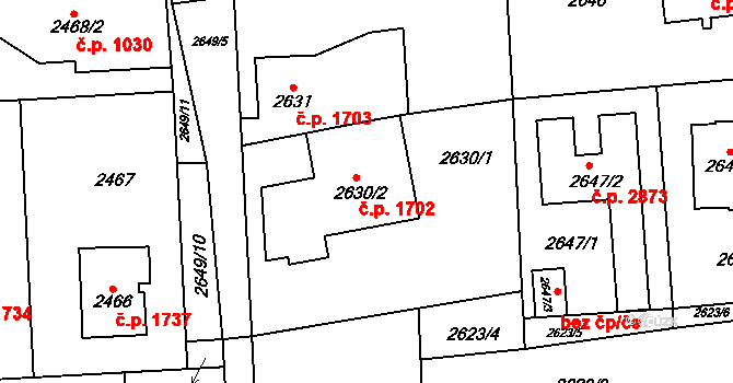 Stodůlky 1702, Praha na parcele st. 2630/2 v KÚ Stodůlky, Katastrální mapa