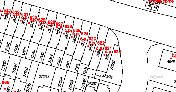 Střední Předměstí 622, Trutnov na parcele st. 3870 v KÚ Trutnov, Katastrální mapa
