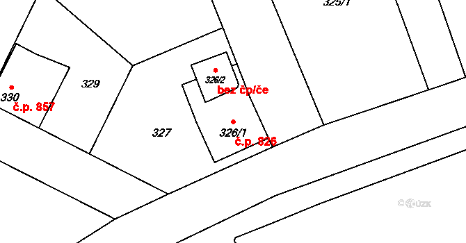 Fryštát 826, Karviná na parcele st. 326/1 v KÚ Karviná-město, Katastrální mapa