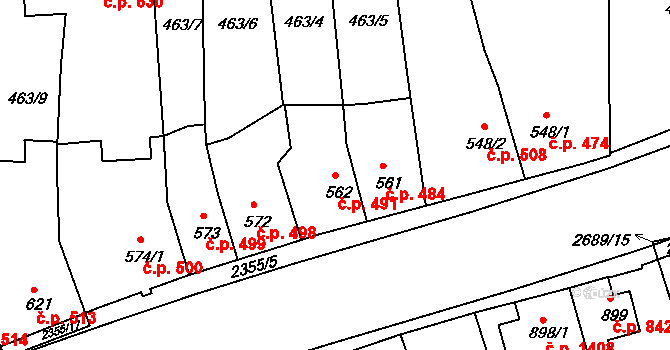 Ústí nad Orlicí 491 na parcele st. 562 v KÚ Ústí nad Orlicí, Katastrální mapa