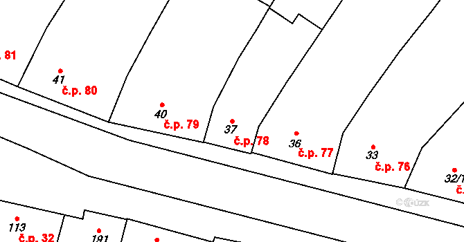 Držovice 78 na parcele st. 37 v KÚ Držovice na Moravě, Katastrální mapa