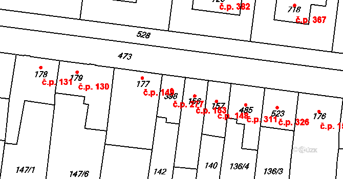 Krasice 277, Prostějov na parcele st. 398 v KÚ Krasice, Katastrální mapa