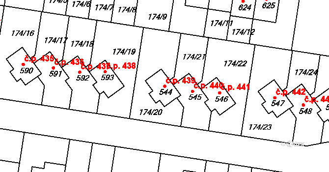 Nehvizdy 439 na parcele st. 544 v KÚ Nehvizdy, Katastrální mapa