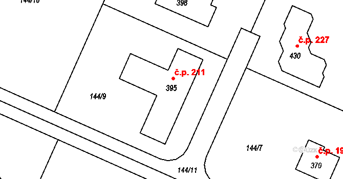 Klínec 211 na parcele st. 395 v KÚ Klínec, Katastrální mapa