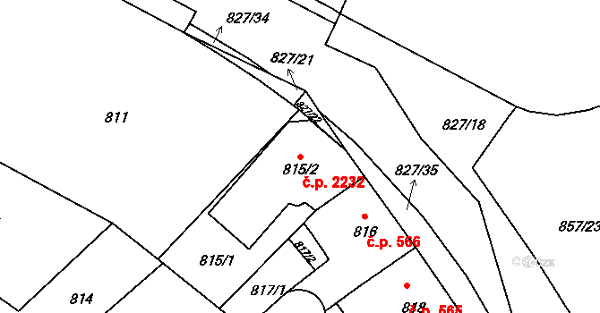 Předměstí 2232, Litoměřice na parcele st. 815/2 v KÚ Litoměřice, Katastrální mapa