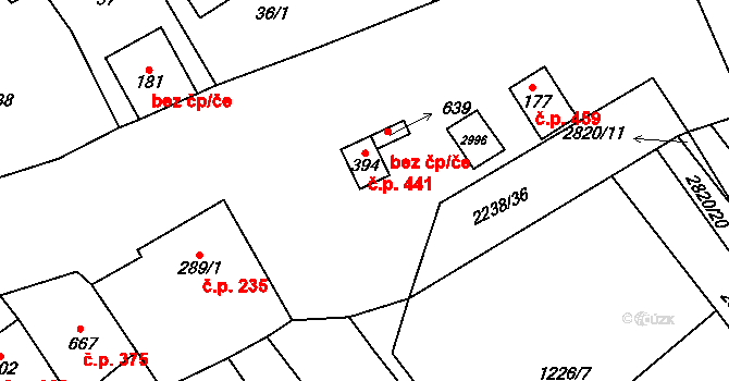 Vrbice 441 na parcele st. 394 v KÚ Vrbice u Velkých Pavlovic, Katastrální mapa