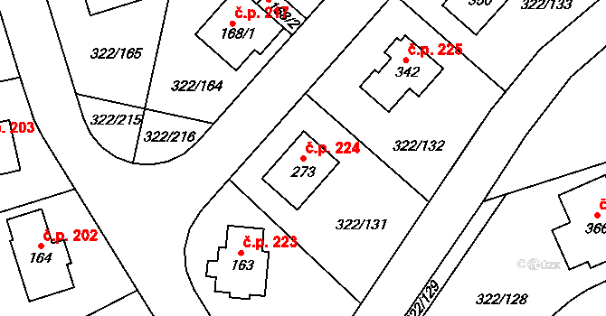 Bubovice 224 na parcele st. 273 v KÚ Bubovice, Katastrální mapa