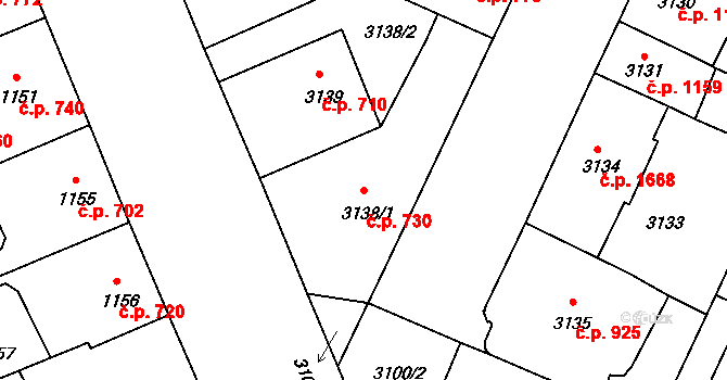 Předměstí 730, Litoměřice na parcele st. 3138/1 v KÚ Litoměřice, Katastrální mapa