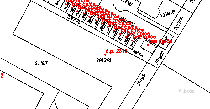 Boskovice 2313 na parcele st. 2065/45 v KÚ Boskovice, Katastrální mapa