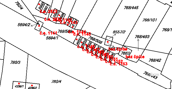 Zlín 1148 na parcele st. 4985/3 v KÚ Zlín, Katastrální mapa