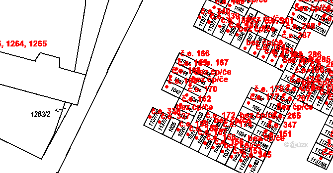 Moravský Krumlov 163 na parcele st. 1042 v KÚ Moravský Krumlov, Katastrální mapa