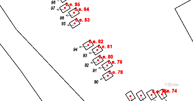 Vojtěchov 82, Lísek na parcele st. 94 v KÚ Vojtěchov u Lísku, Katastrální mapa