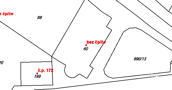 Chroustovice 38030136 na parcele st. 60 v KÚ Chroustovice, Katastrální mapa